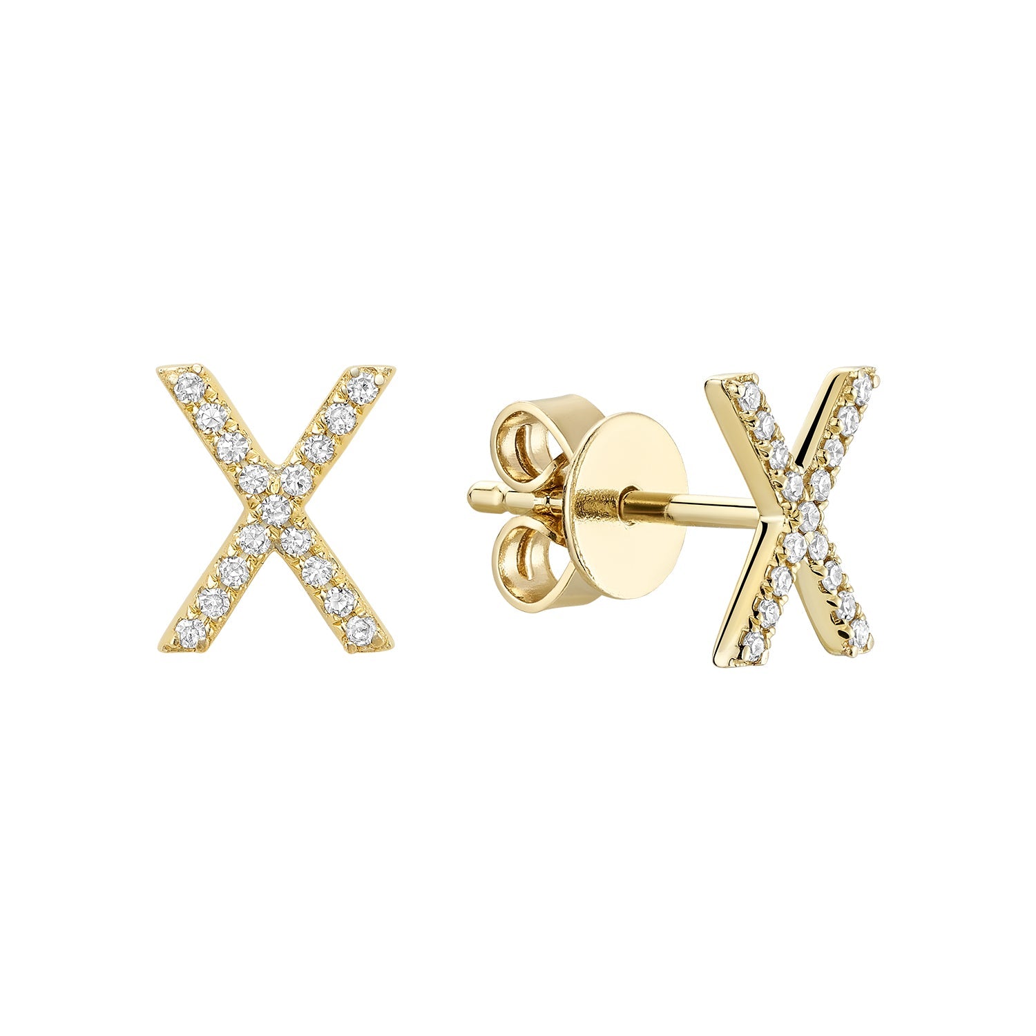 Diamond Initial Stud Earrings (Single)