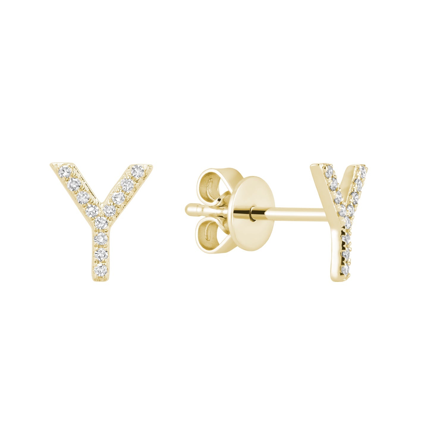 Diamond Initial Stud Earrings (Single)