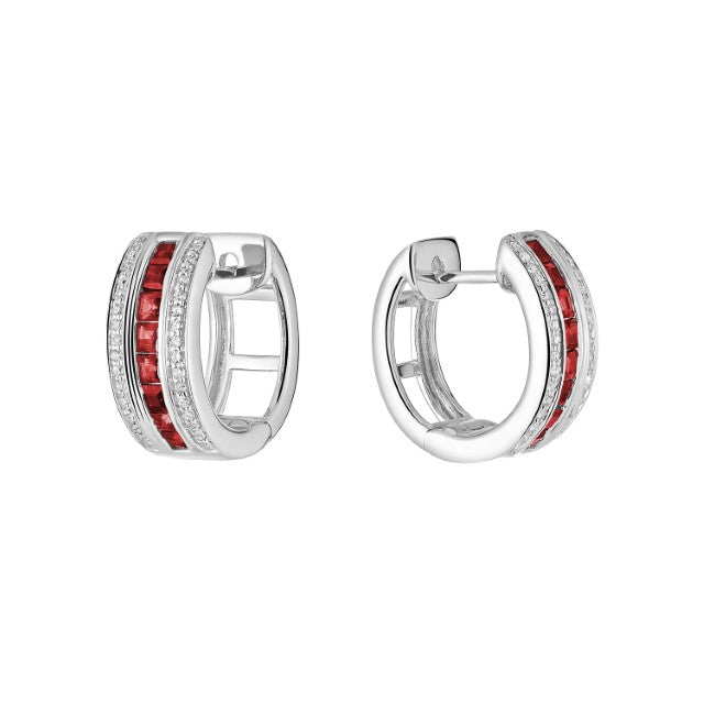 Ruby & Diamond Huggie Earrings