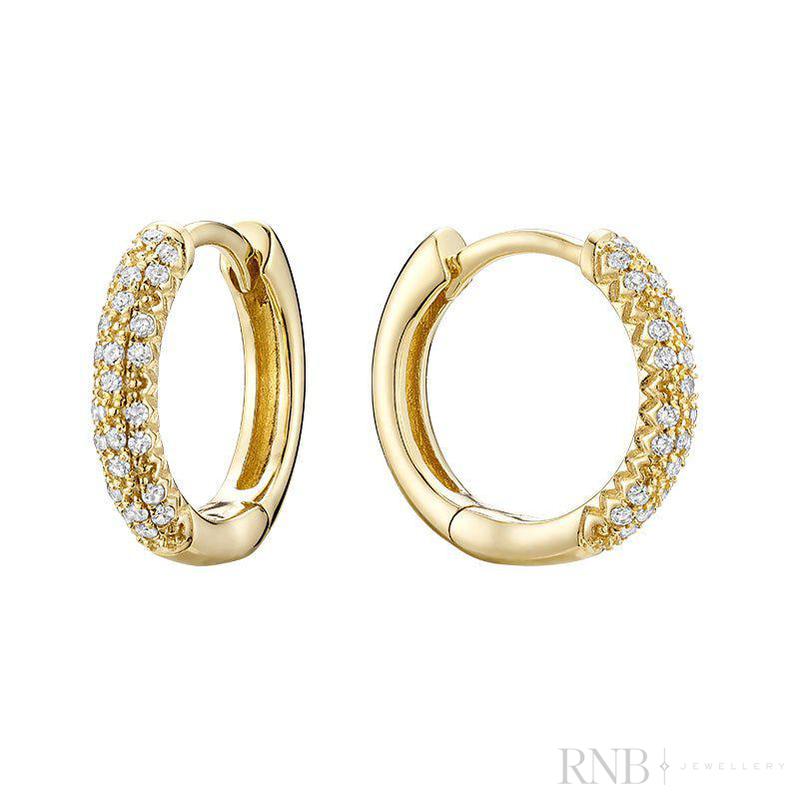 Pave Diamond Huggie Earrings-RNB Jewellery