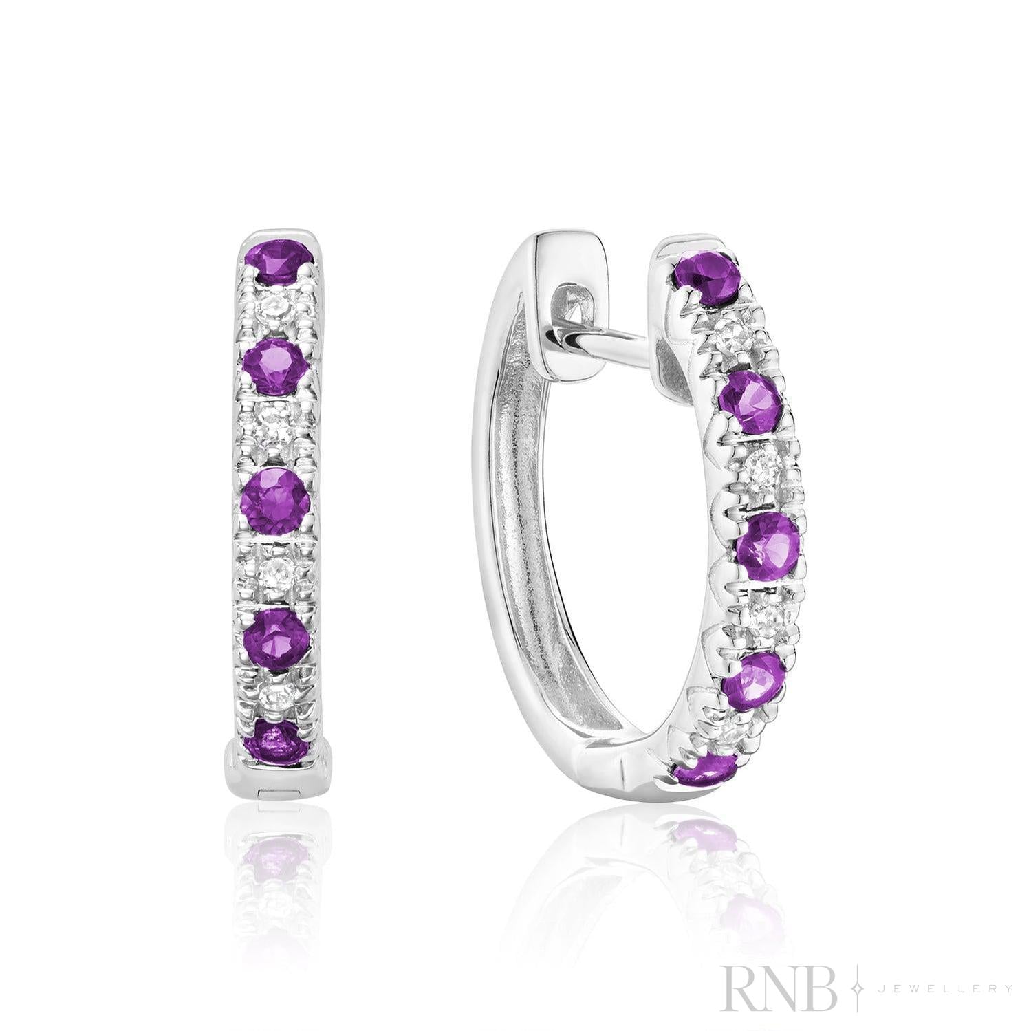 Precious Stone & Diamond Huggie Earrings-RNB Jewellery