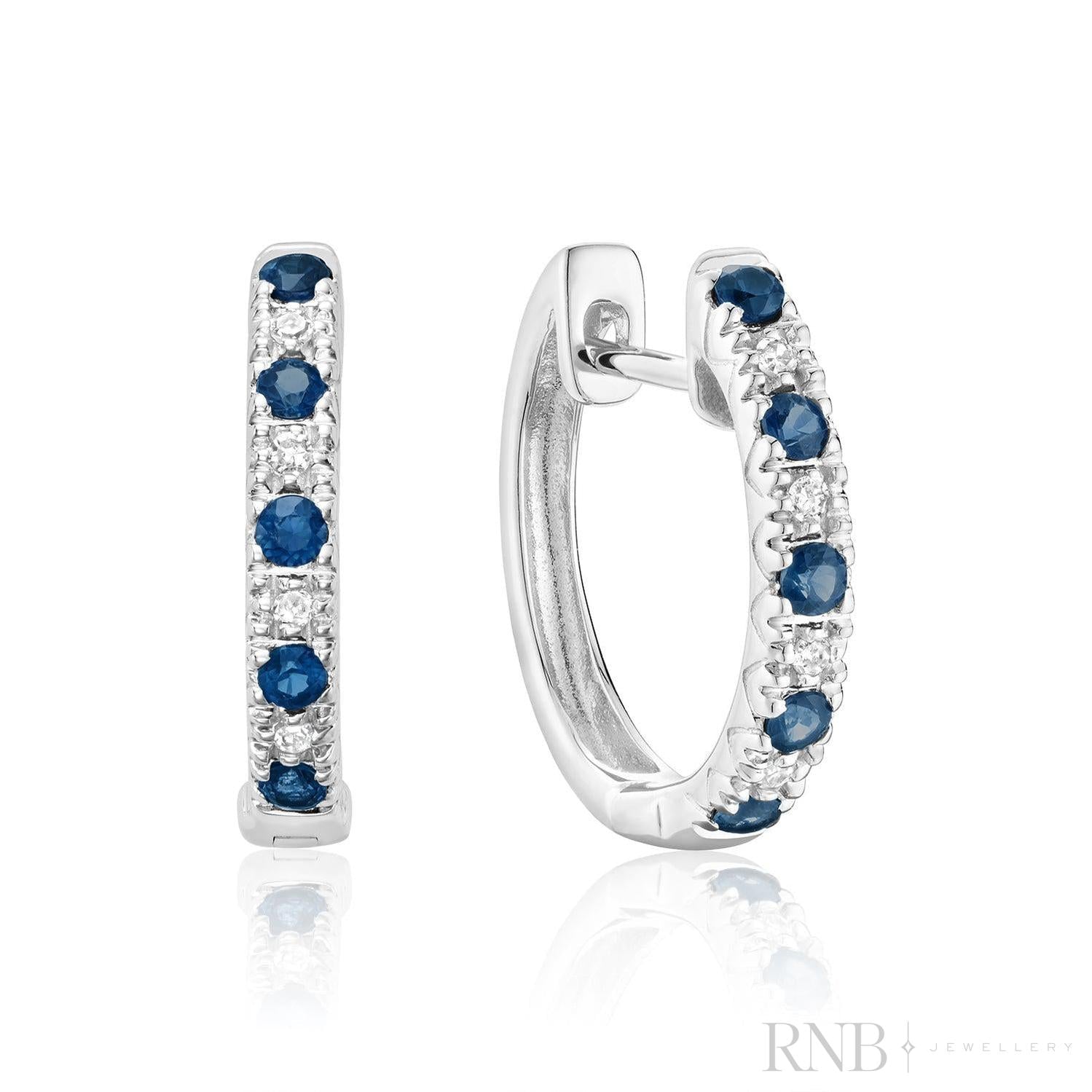 Precious Stone & Diamond Huggie Earrings-RNB Jewellery