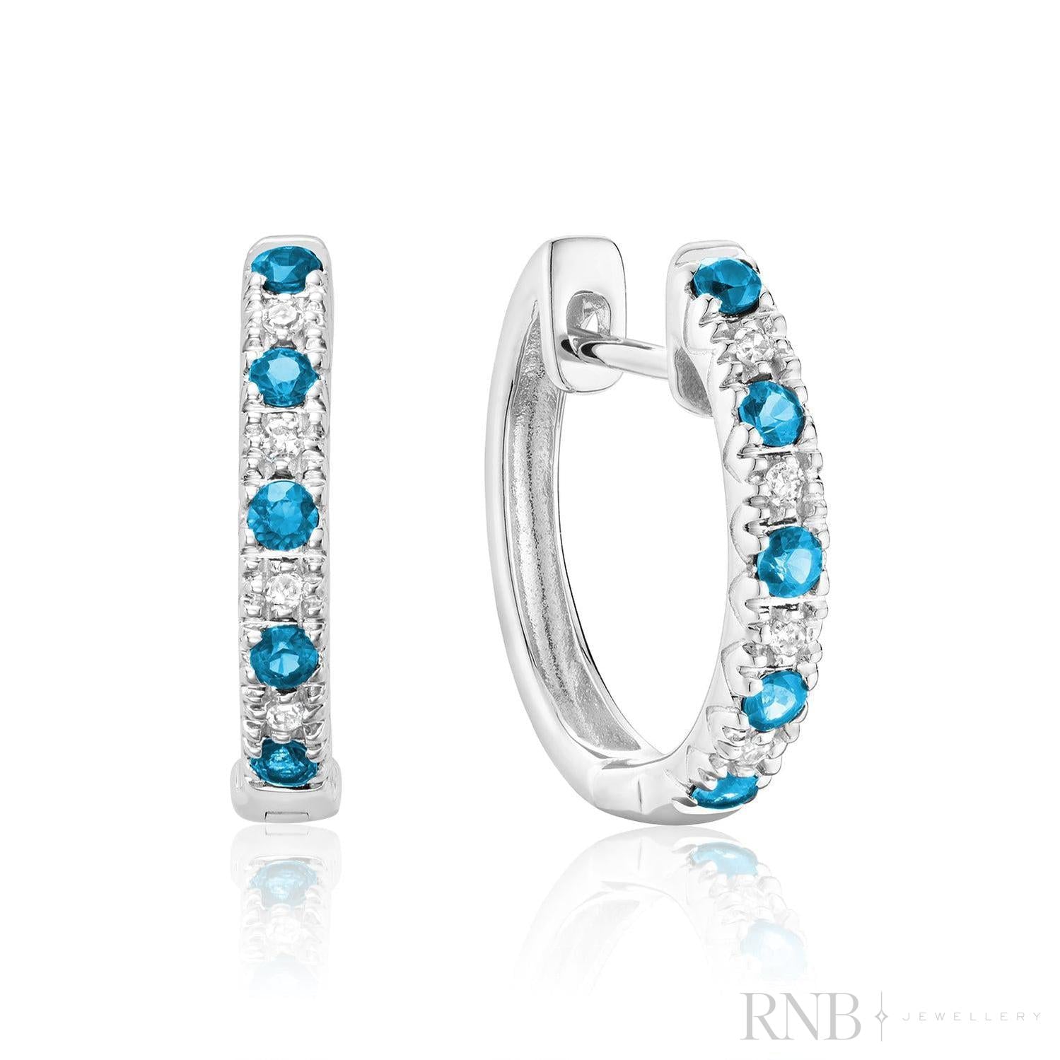 Precious Stone & Diamond Huggie Earrings-RNB Jewellery