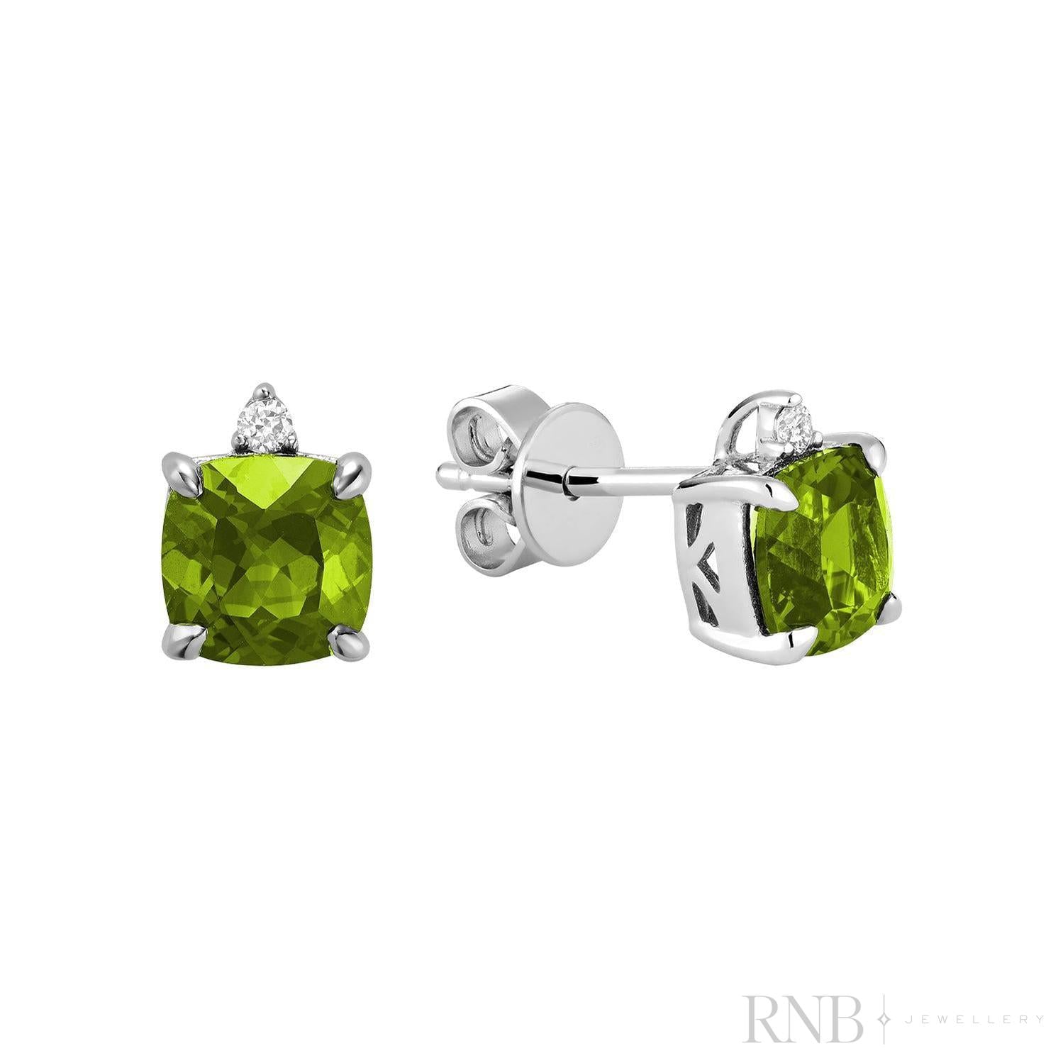 Cushion Cut Colored Stone & Diamond Stud Earrings-RNB Jewellery