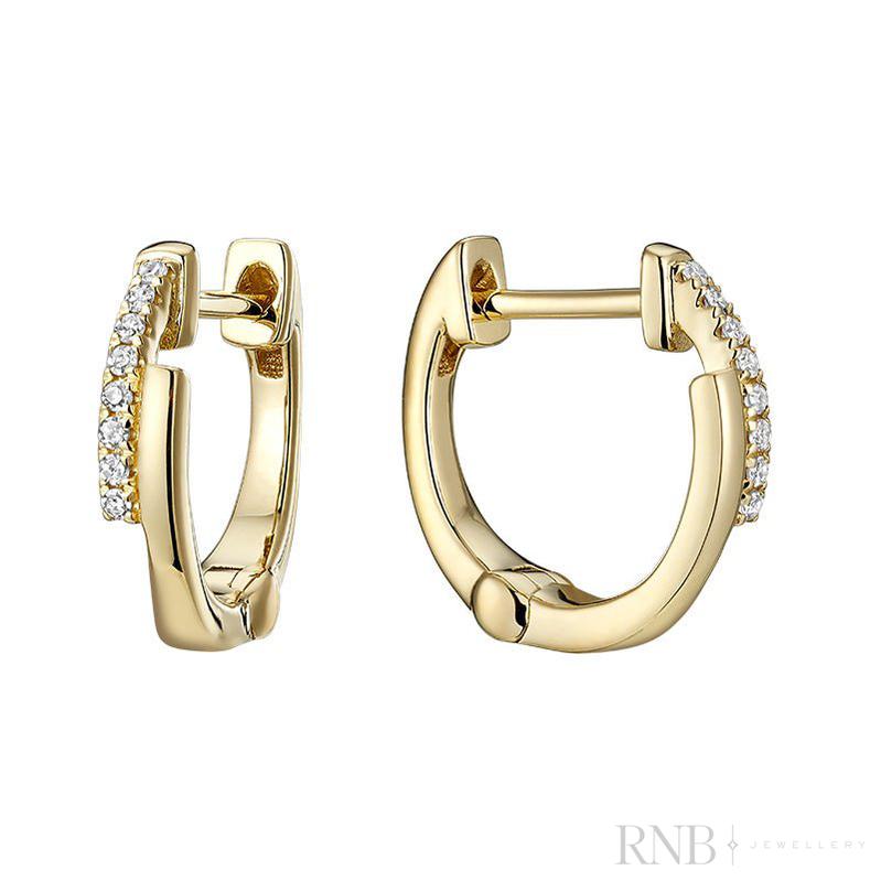 Symmetric Diamond Huggie Earrings-RNB Jewellery