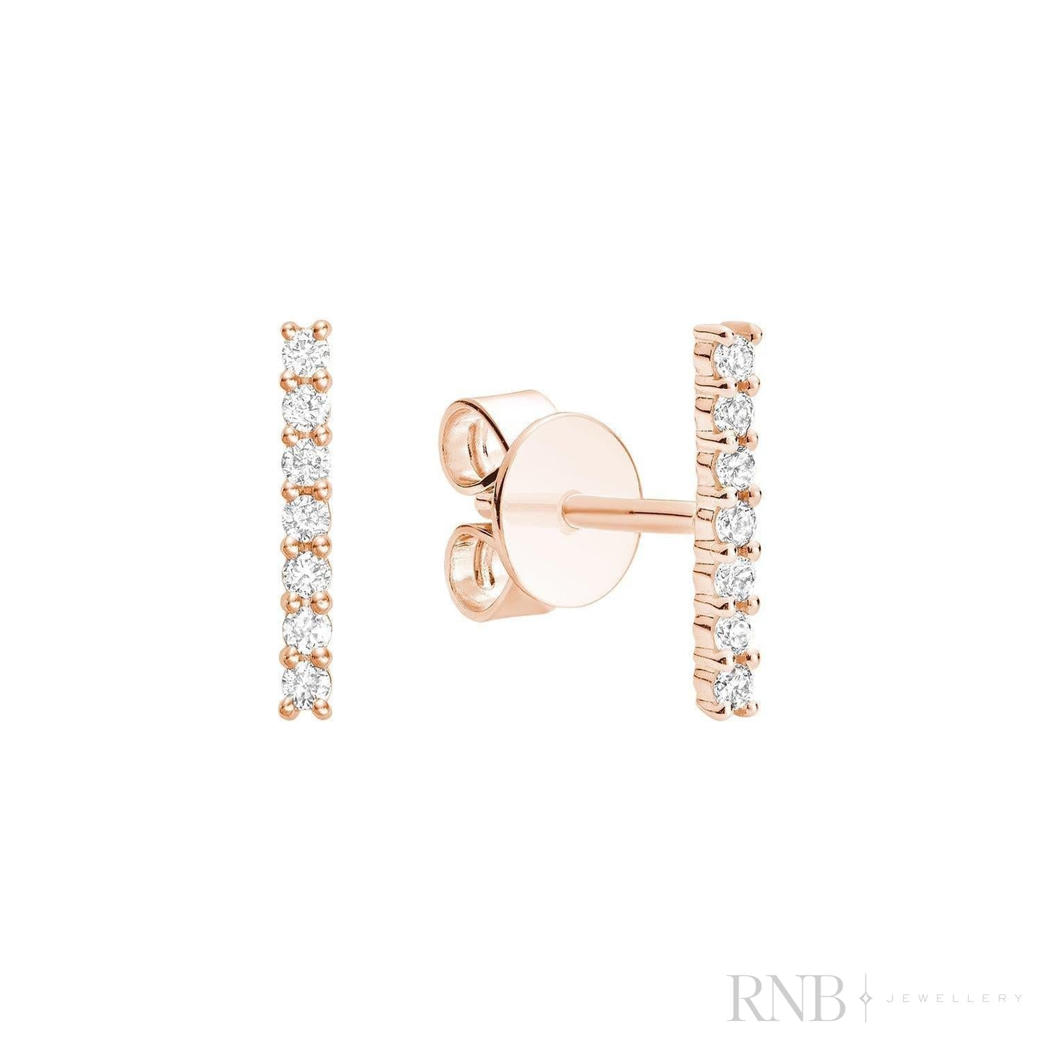 Diamond Bar Stud Earrings-RNB Jewellery