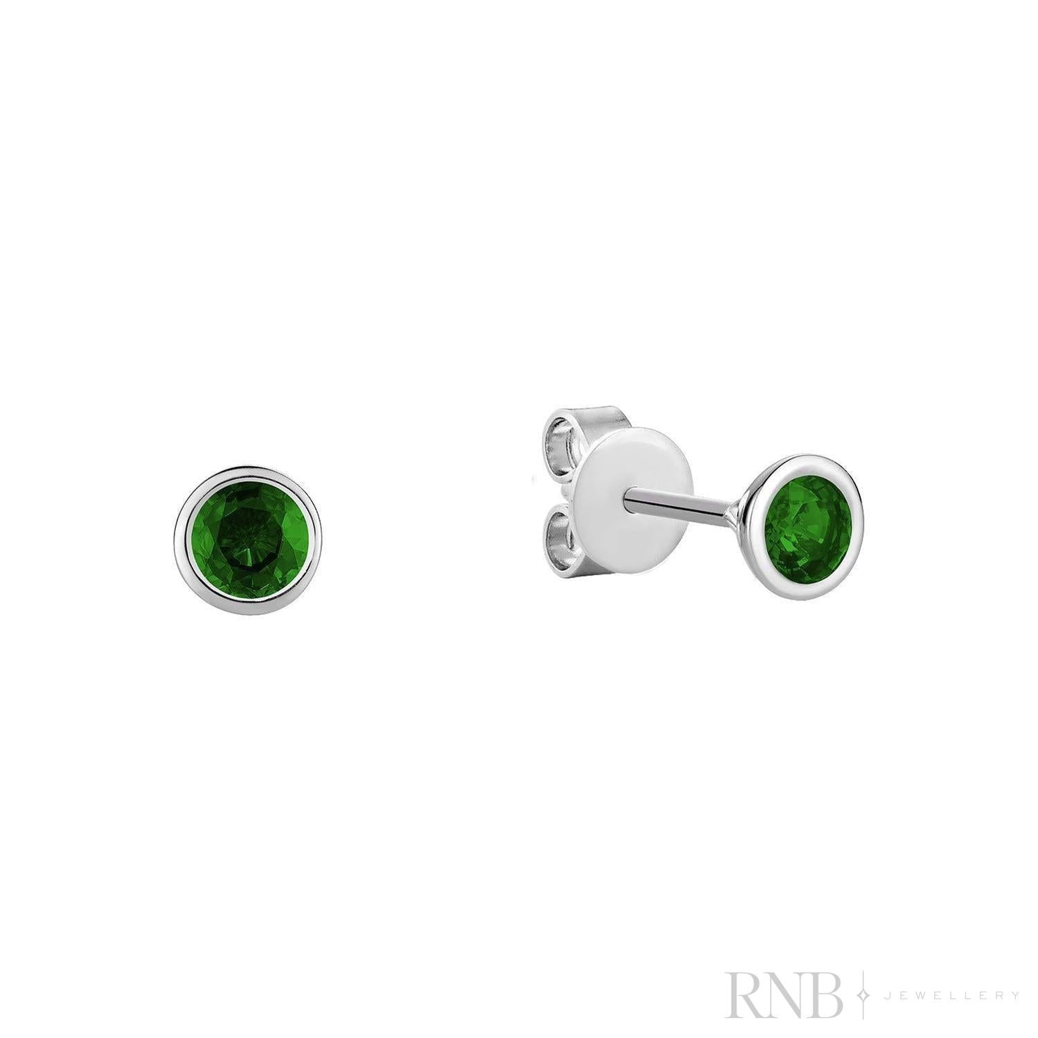 Bezel Set Precious Stone Stud Earrings-RNB Jewellery