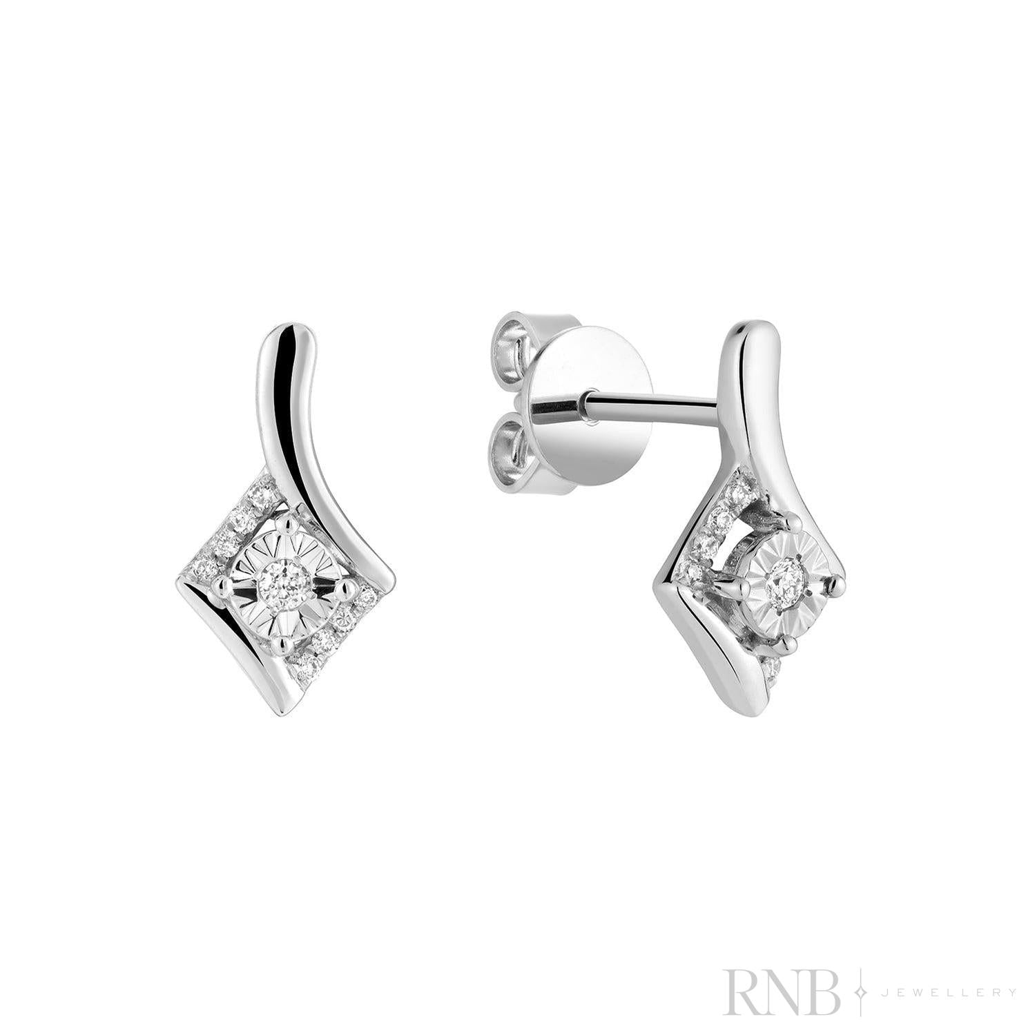 Illusion Setting Diamond Stud Earrings-RNB Jewellery