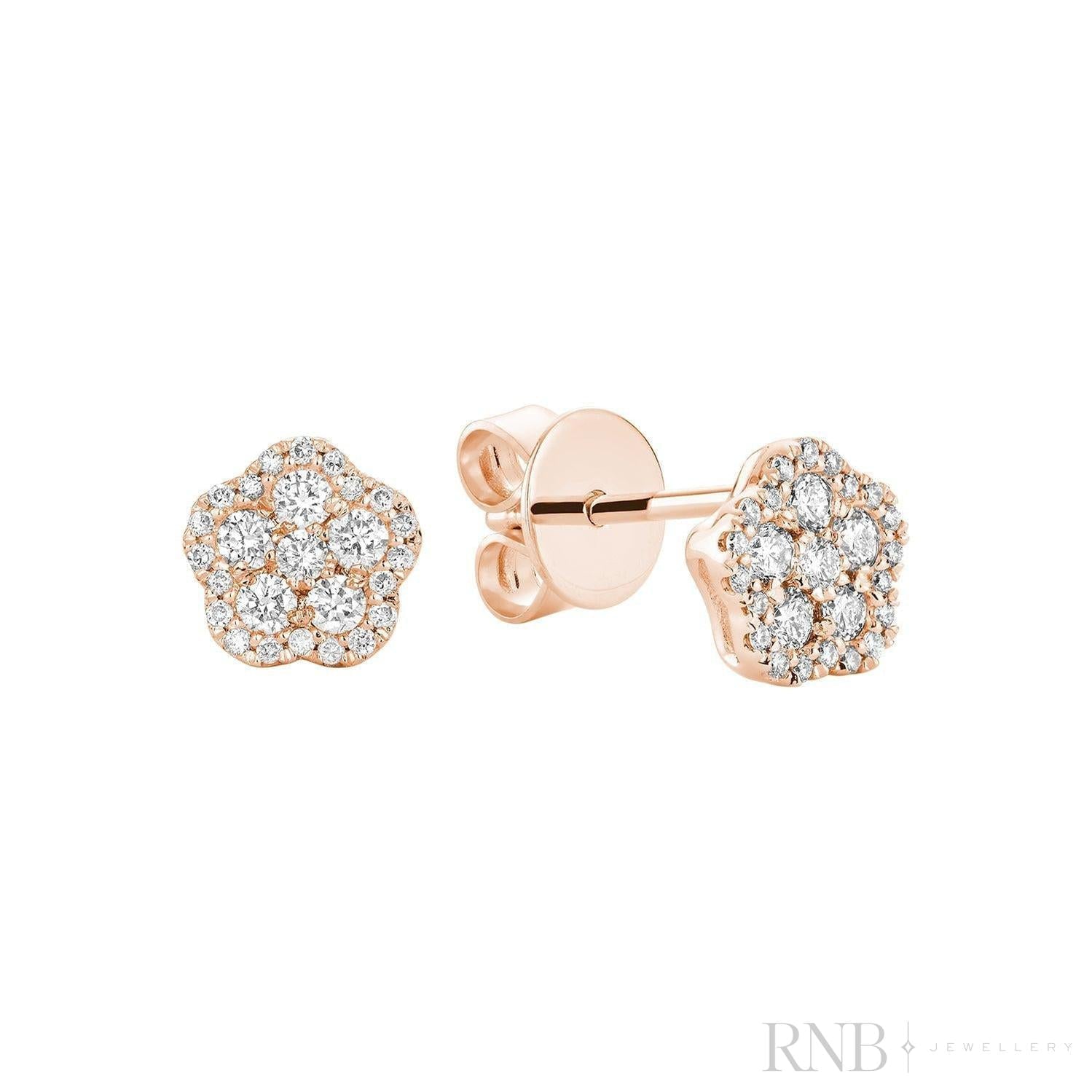 Flower Diamond Stud Earrings-RNB Jewellery