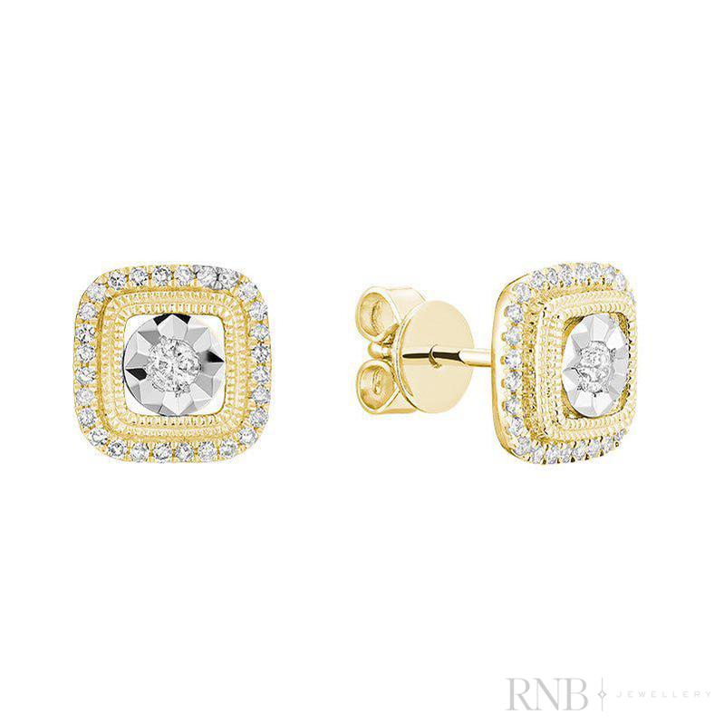 Halo Cushion illusion Diamond Earrings-RNB Jewellery