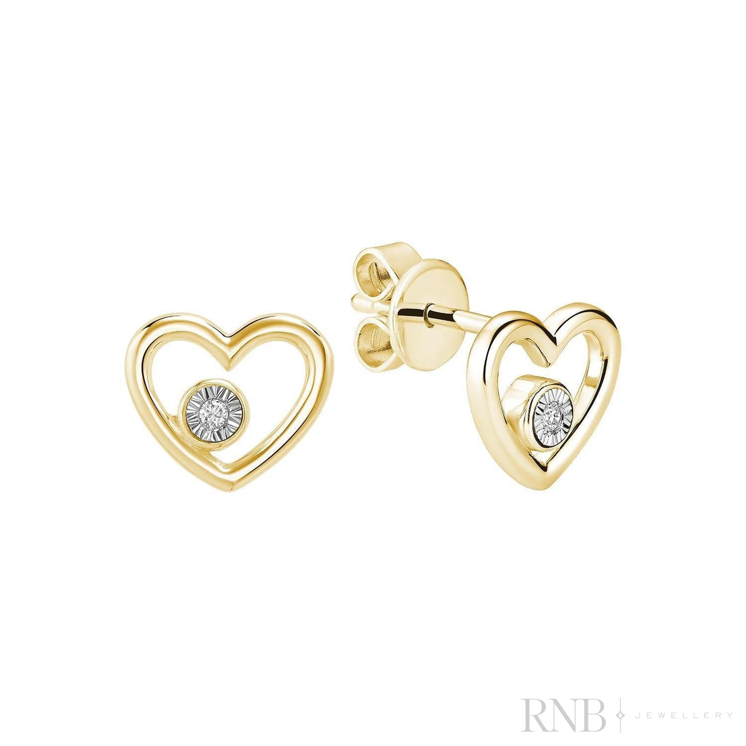 Heart Shaped Illusion Diamond Stud Earrings-RNB Jewellery