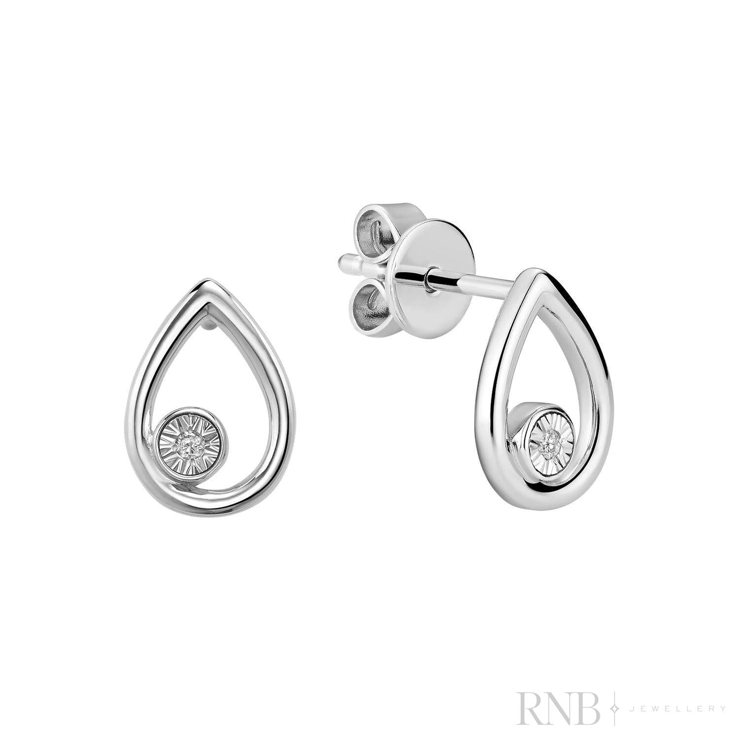 Pear Shaped Illusion Diamond Stud Earrings-RNB Jewellery