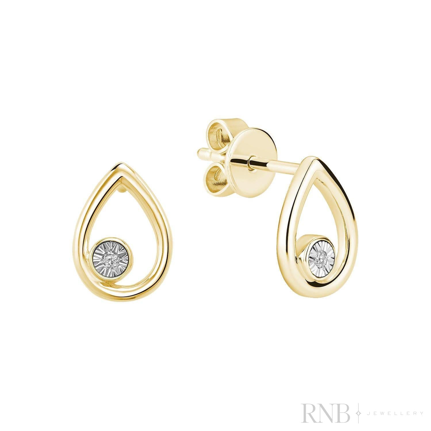 Pear Shaped Illusion Diamond Stud Earrings-RNB Jewellery