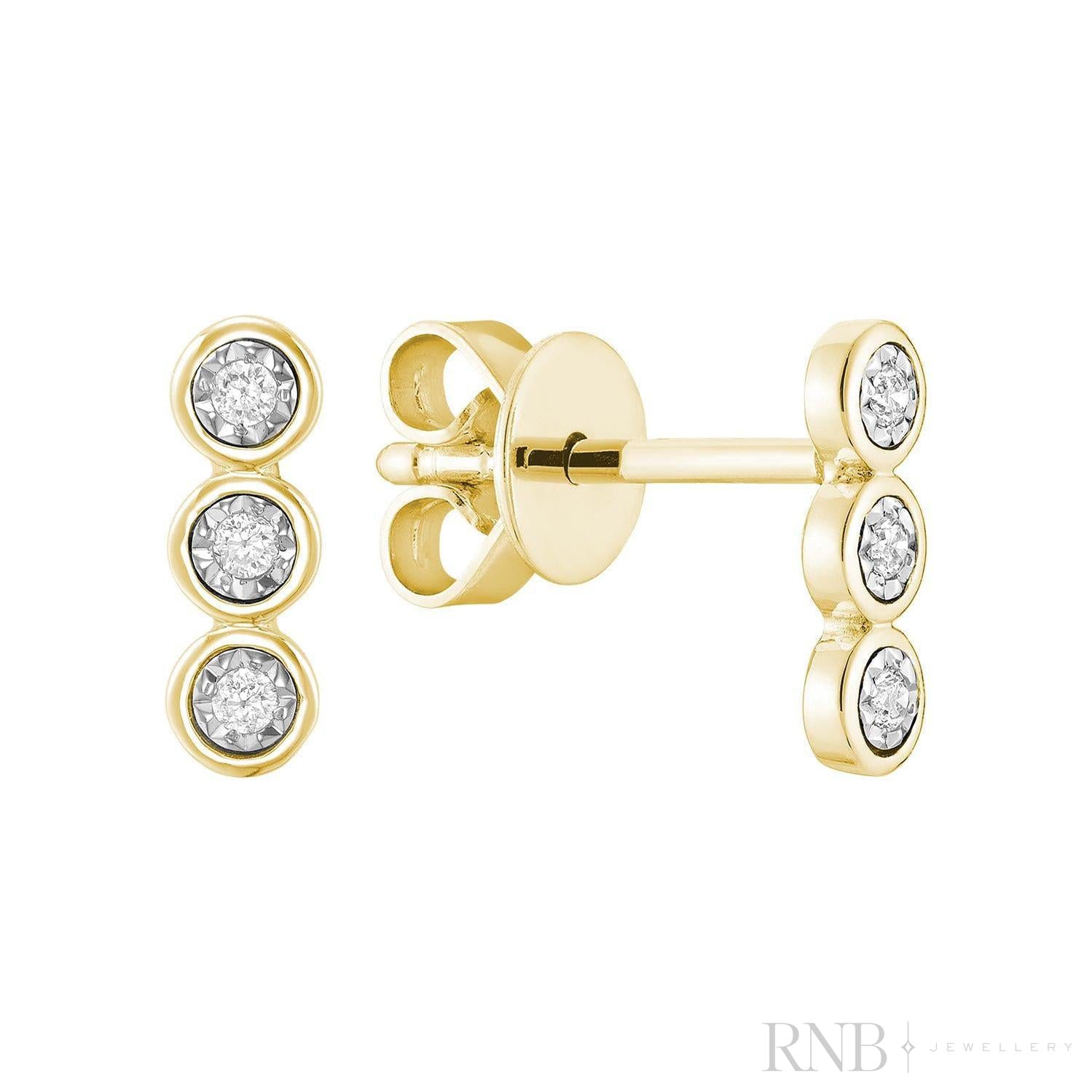 Trinity Bezel Illusion Diamond Stud Earrings-RNB Jewellery