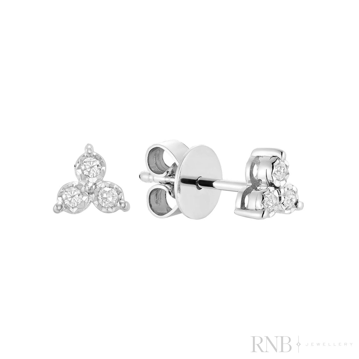 Trinity Illusion Diamond Stud Earrings-RNB Jewellery