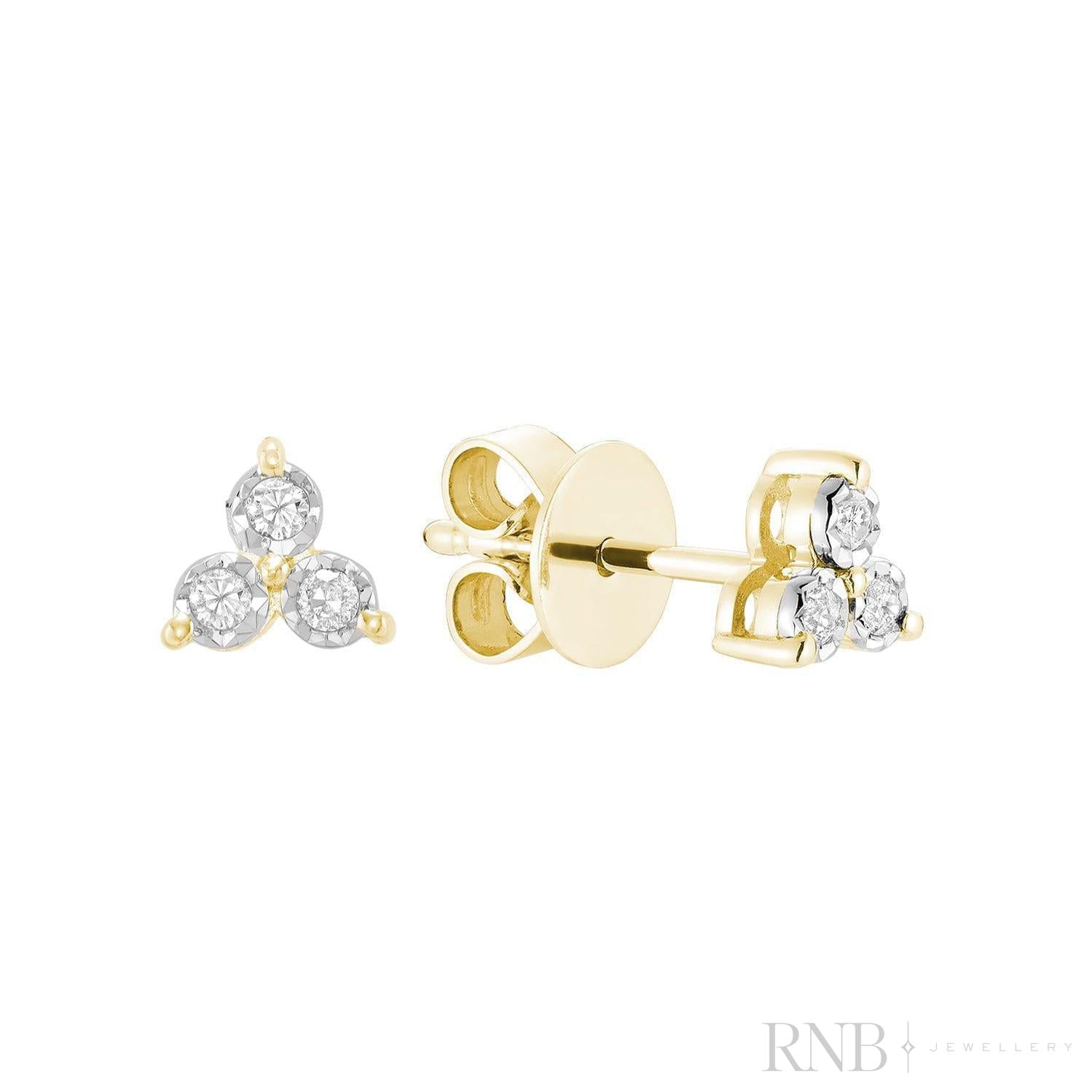 Trinity Illusion Diamond Stud Earrings-RNB Jewellery