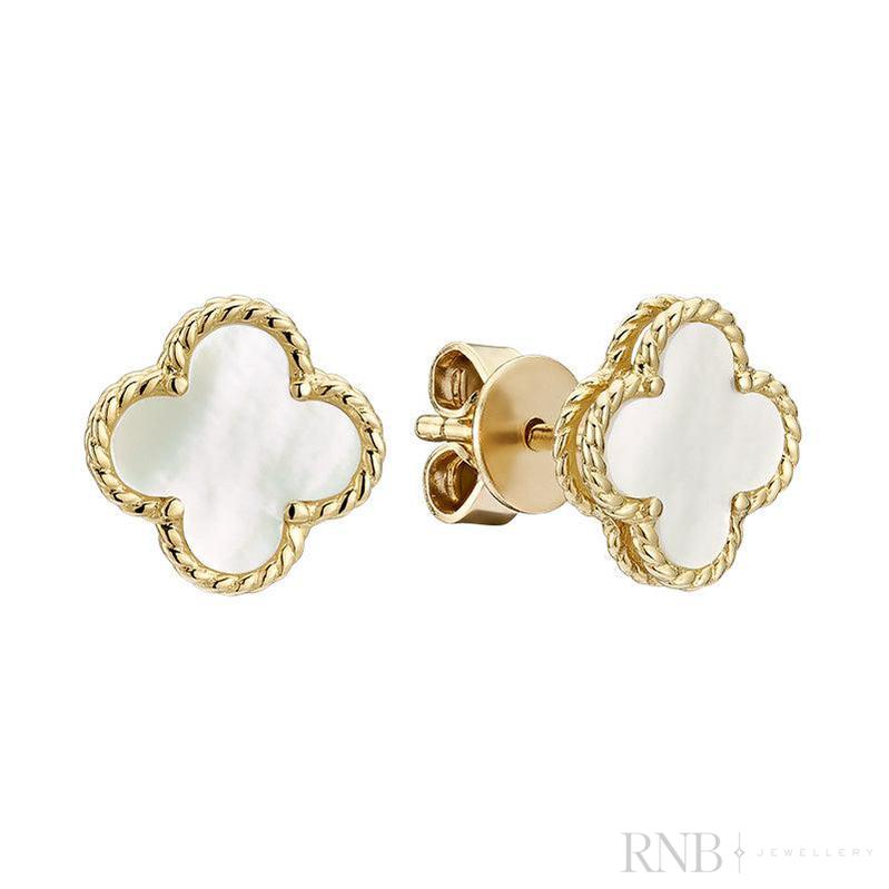 Mother of Pearl Clover Stud Earrings-RNB Jewellery