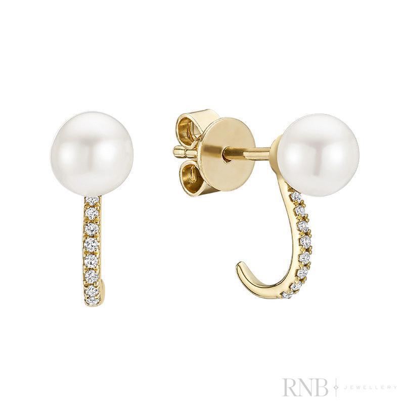 Cultured Pearl & Diamond Ear Wrap Stud Earrings-RNB Jewellery