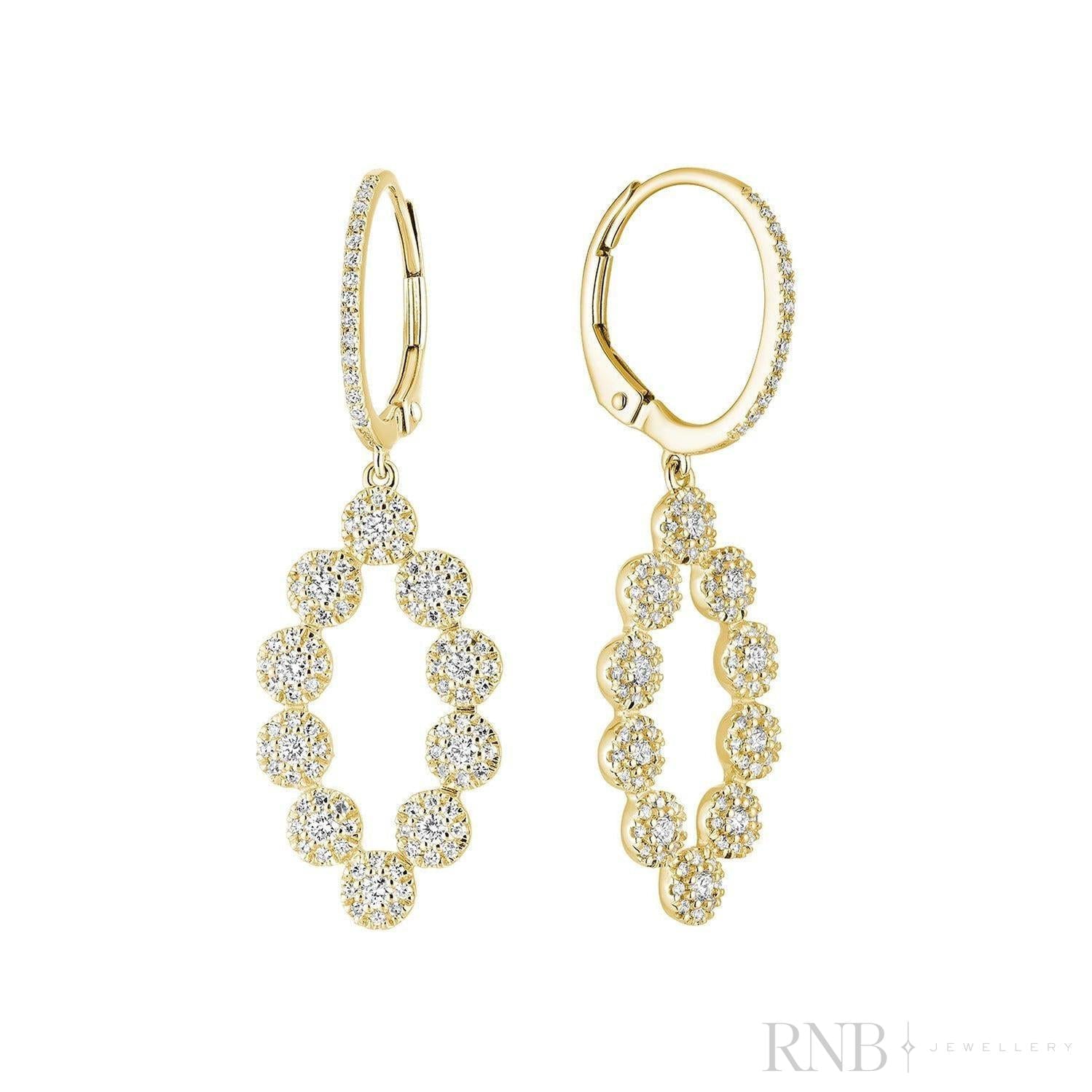 Halo Circles Dangle Diamond Earrings-RNB Jewellery