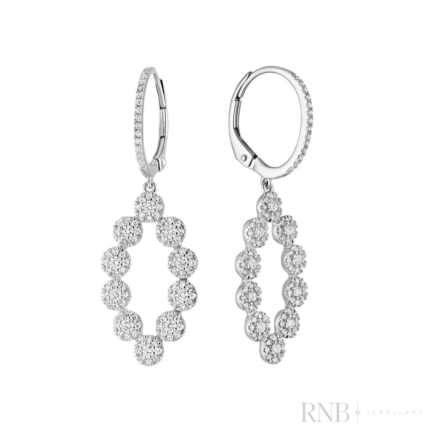 Halo Circles Dangle Diamond Earrings-RNB Jewellery