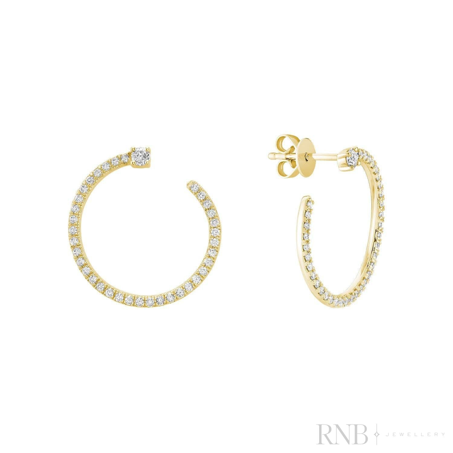 Swirl Diamond Loop Earrings-RNB Jewellery