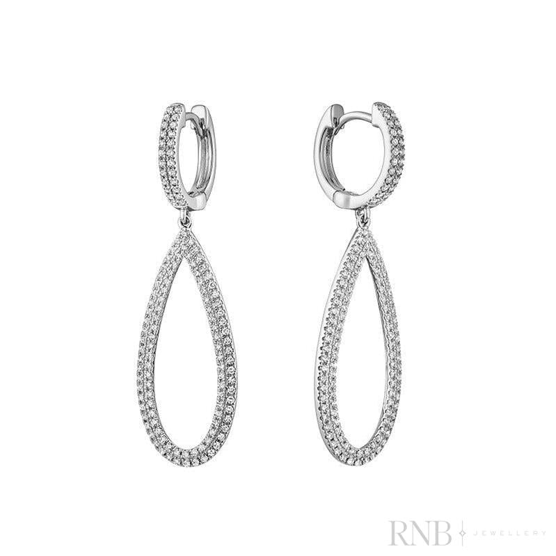 Pave Dangle Diamond Pear Shape Earrings-RNB Jewellery