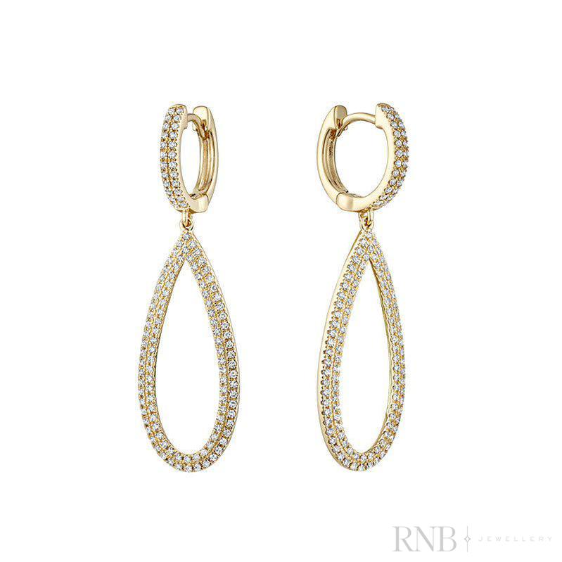 Pave Dangle Diamond Pear Shape Earrings-RNB Jewellery