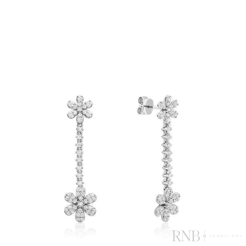 Dangle Flower Diamond Earrings-RNB Jewellery