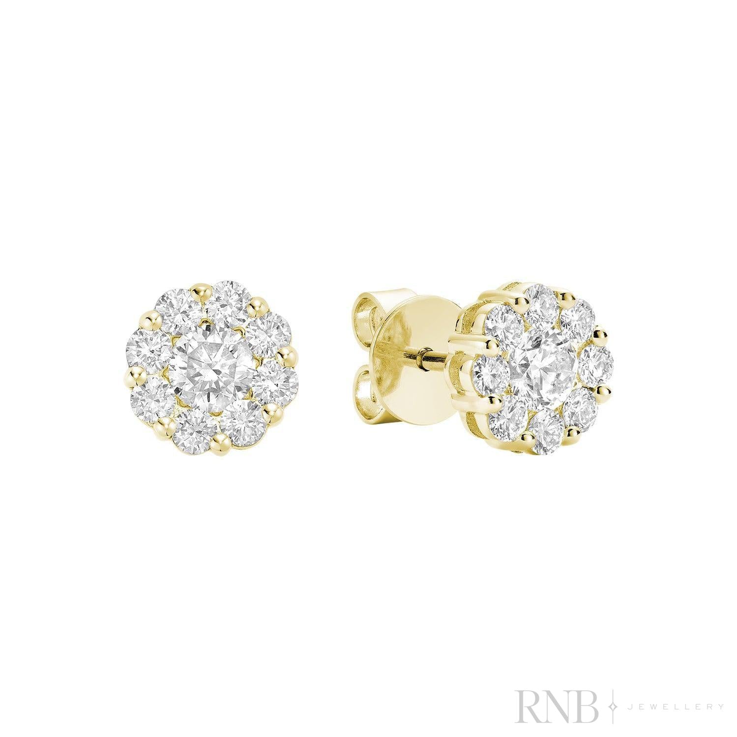 Cluster Diamond Stud Earrings-RNB Jewellery