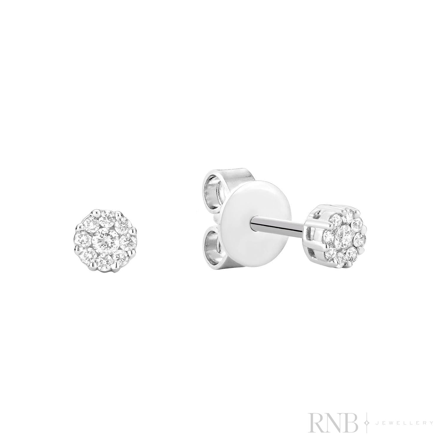 Cluster Diamond Stud Earrings-RNB Jewellery