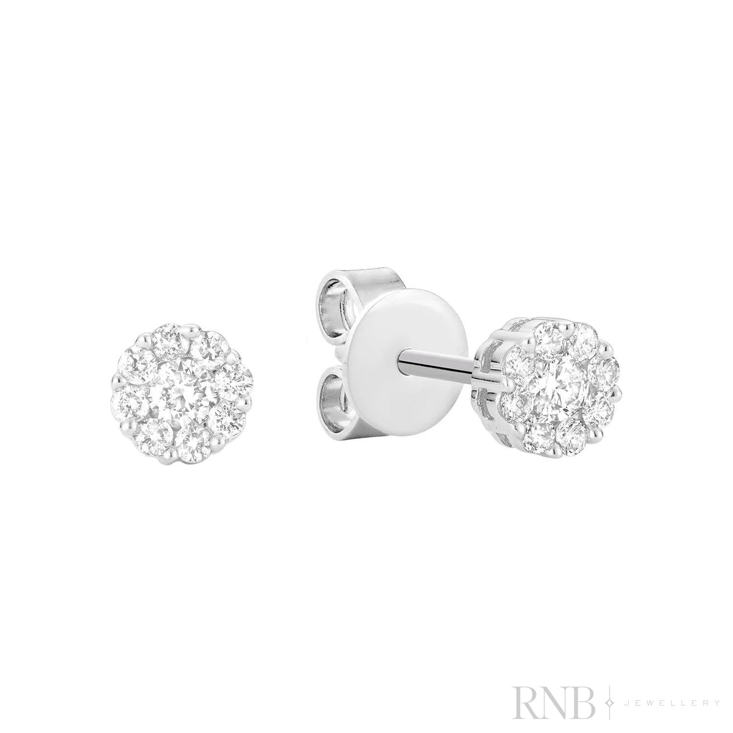 Cluster Diamond Stud Earrings-RNB Jewellery