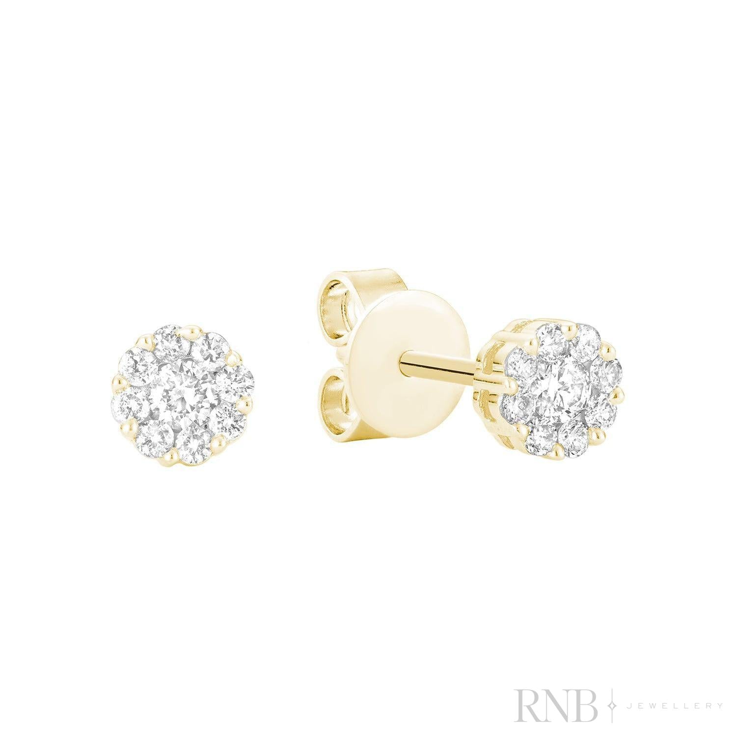 Cluster Diamond Stud Earrings-RNB Jewellery