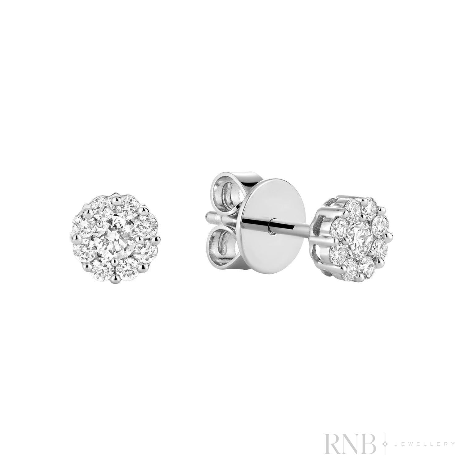 Cluster Diamond Stud Earrings-RNB Jewellery