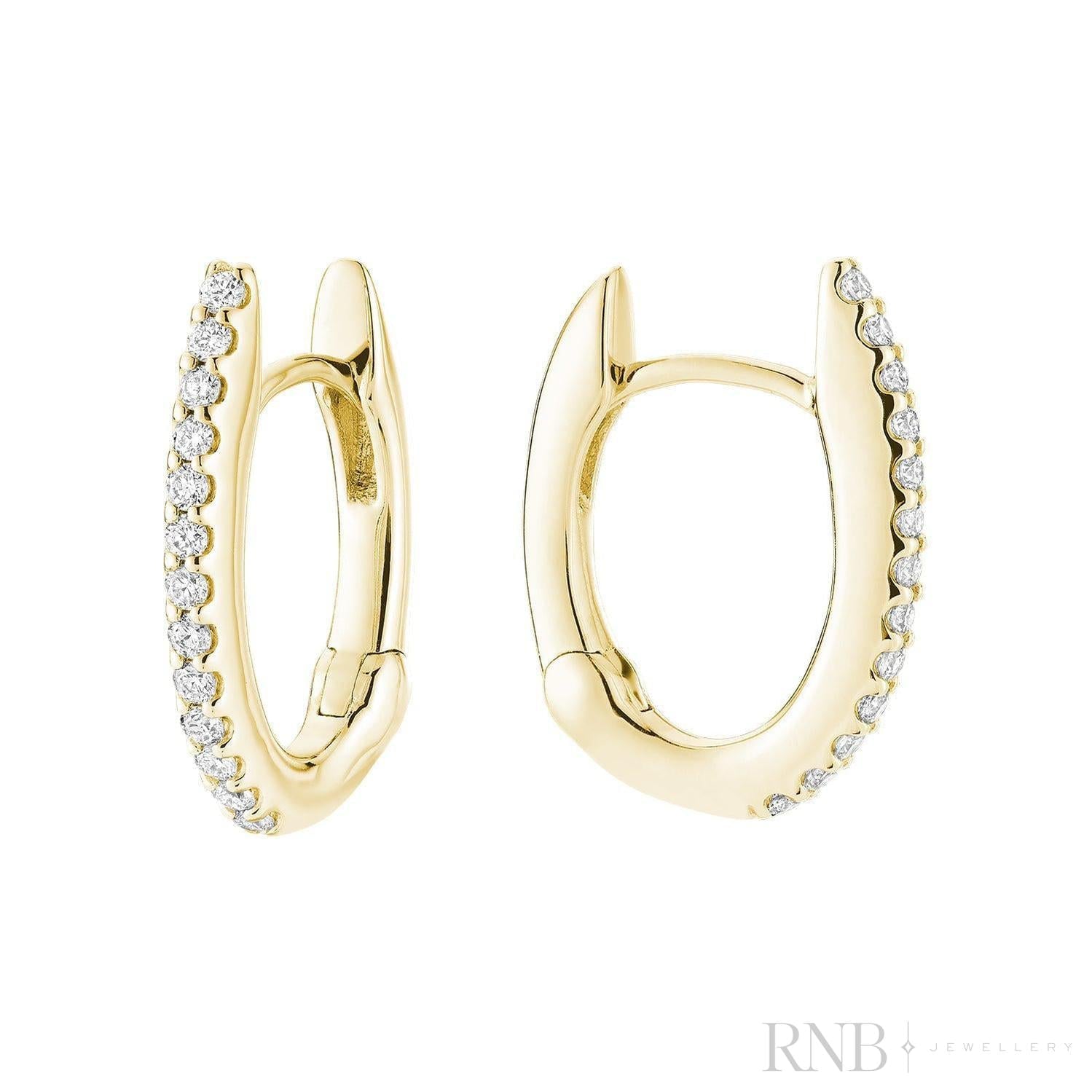 Diamond Huggie Oval Shape Earrings-RNB Jewellery