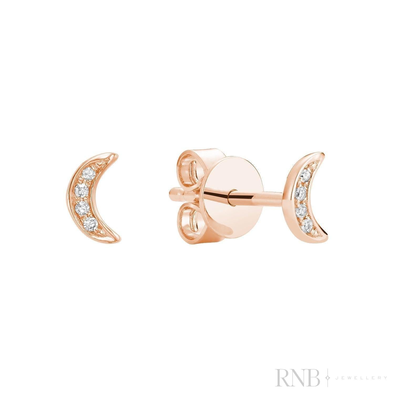 Moon Diamond Stud Earrings-RNB Jewellery