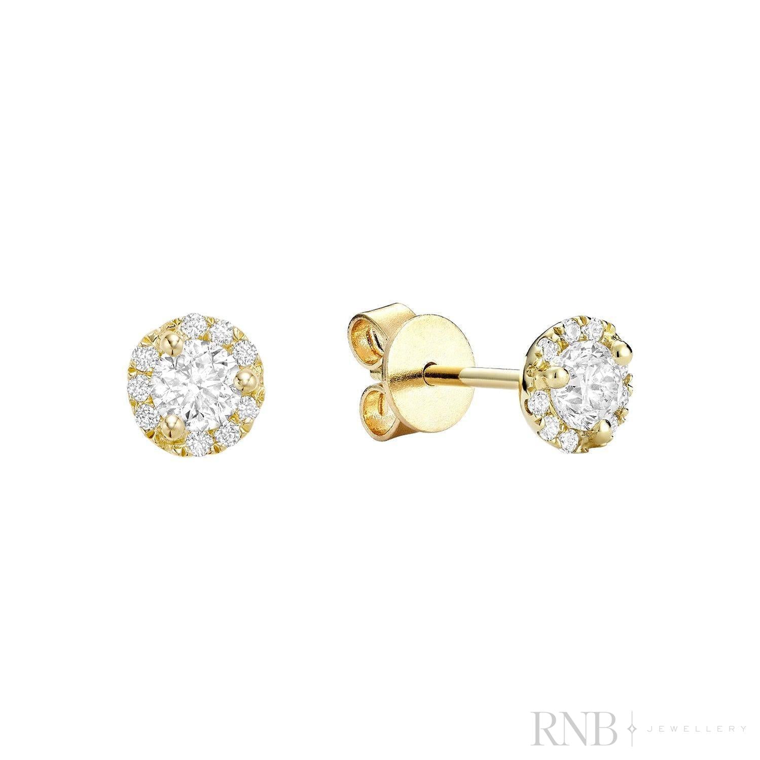 Martini Cup Diamond Halo Stud Earrings-RNB Jewellery