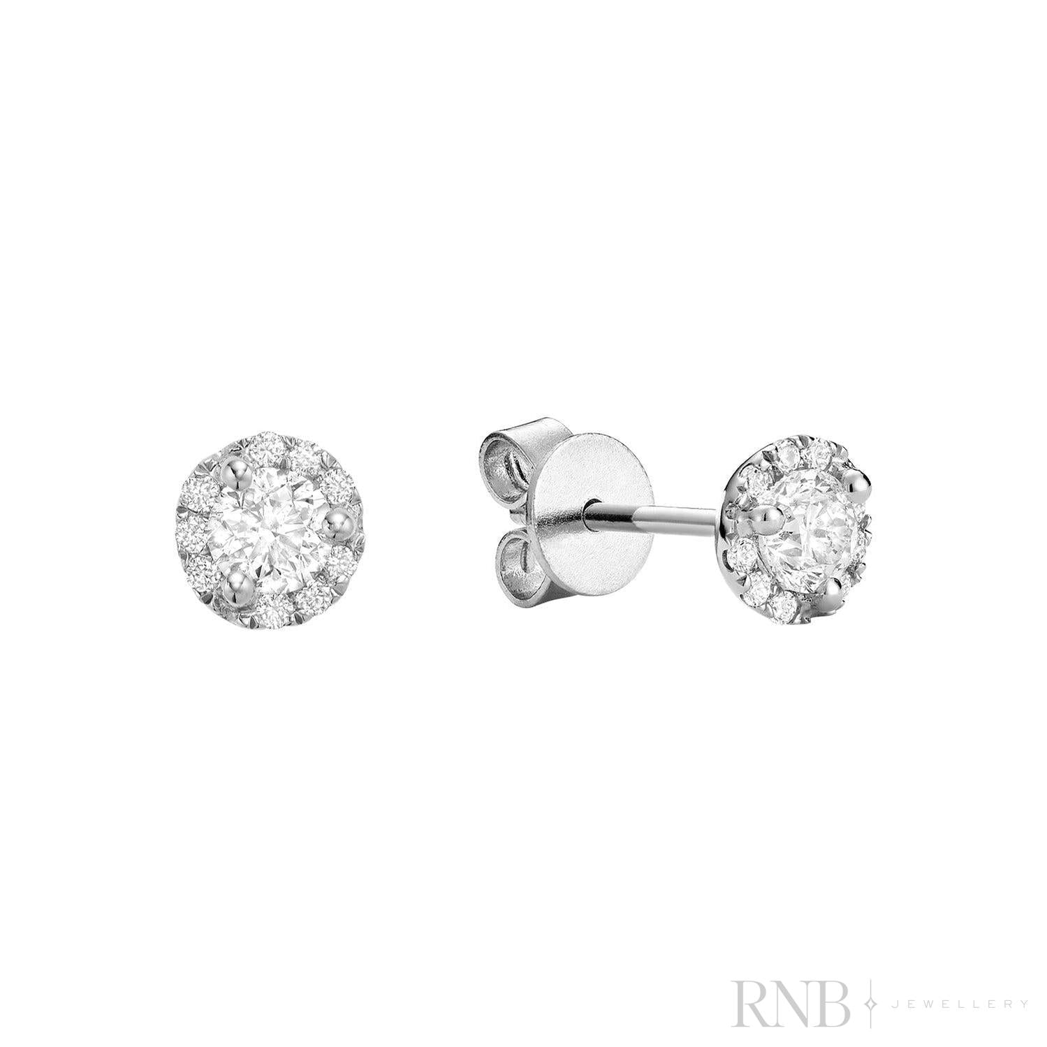 Martini Cup Diamond Halo Stud Earrings-RNB Jewellery