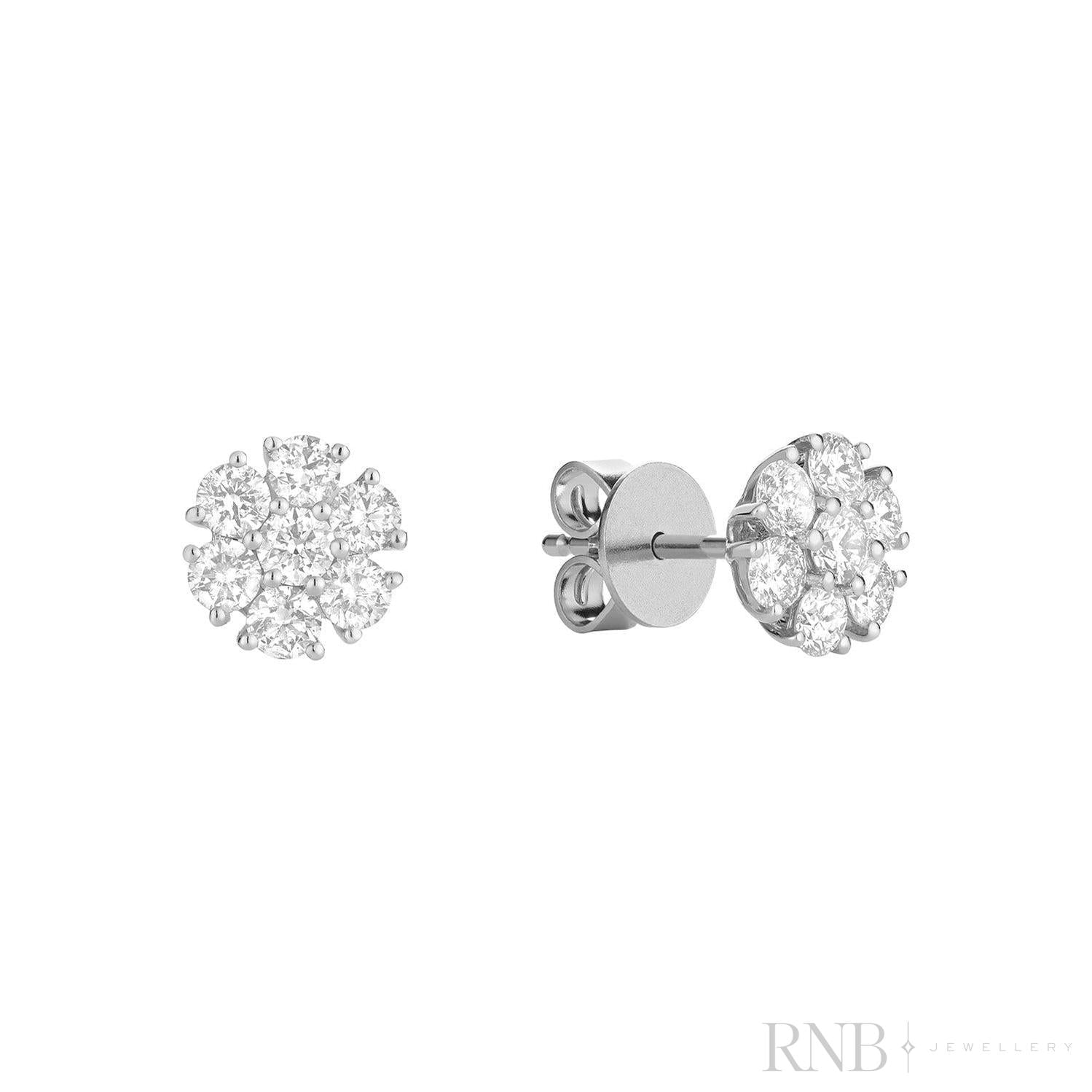 Flower Diamond Stud Earrings-RNB Jewellery