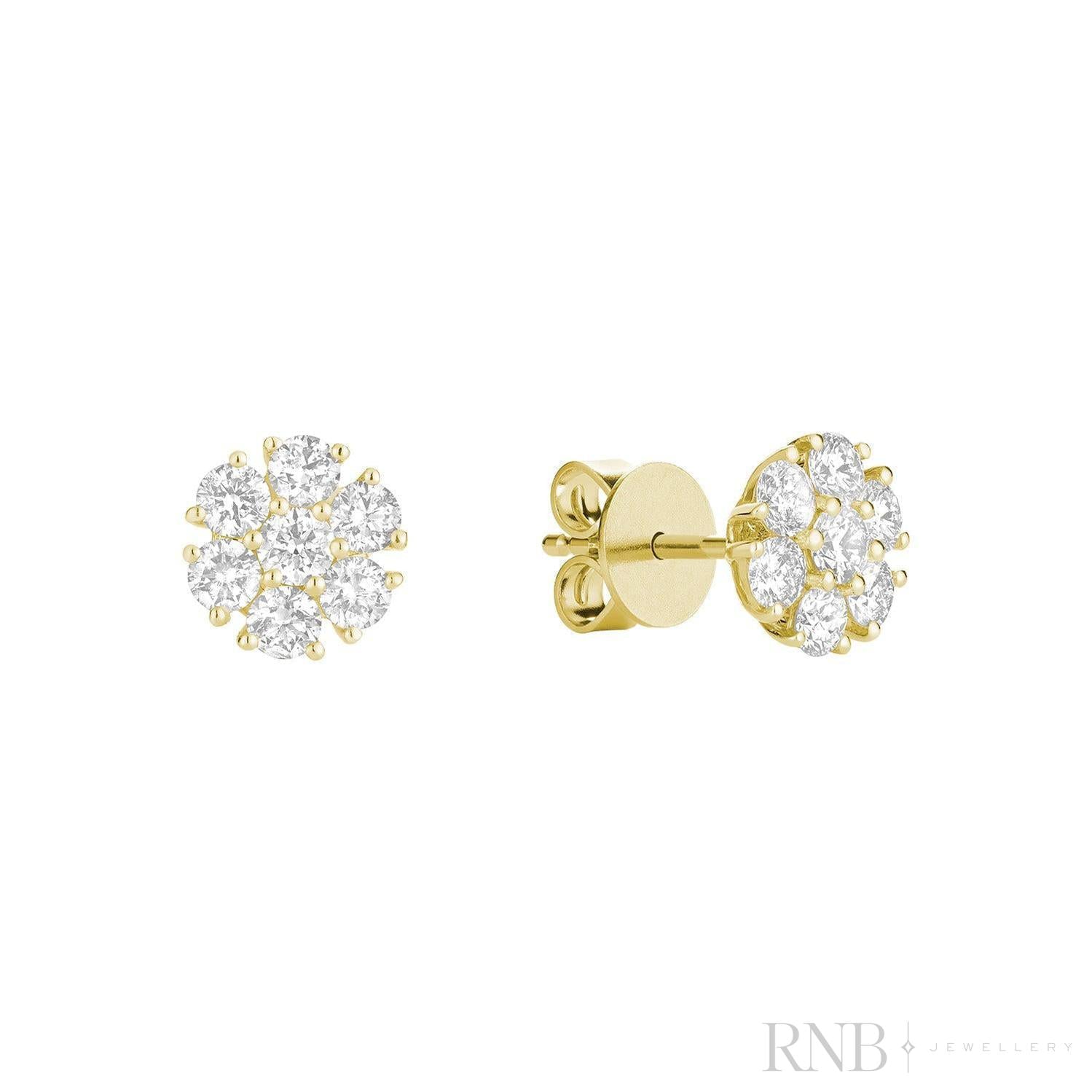 Flower Diamond Stud Earrings-RNB Jewellery