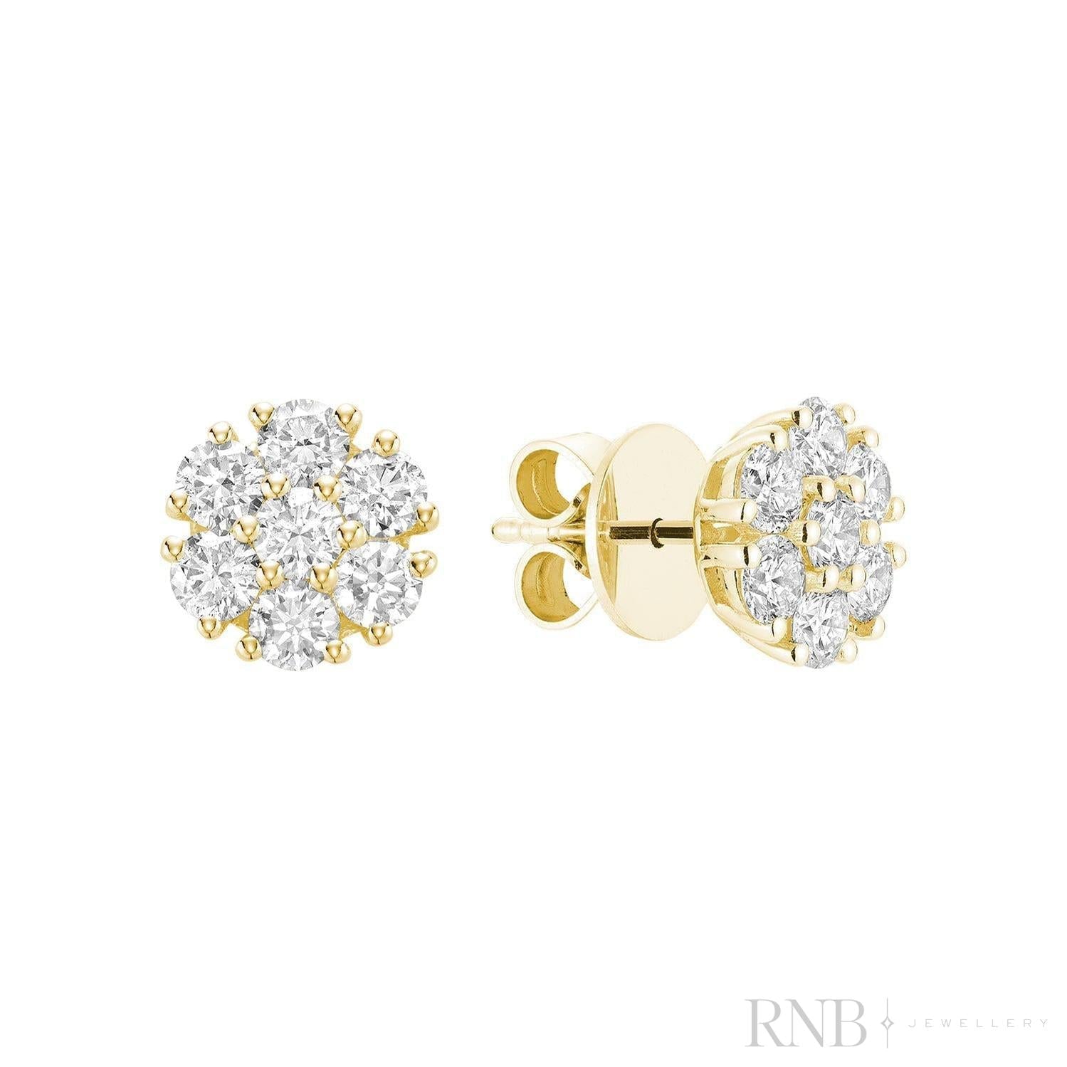 Flower Diamond Stud Earrings-RNB Jewellery