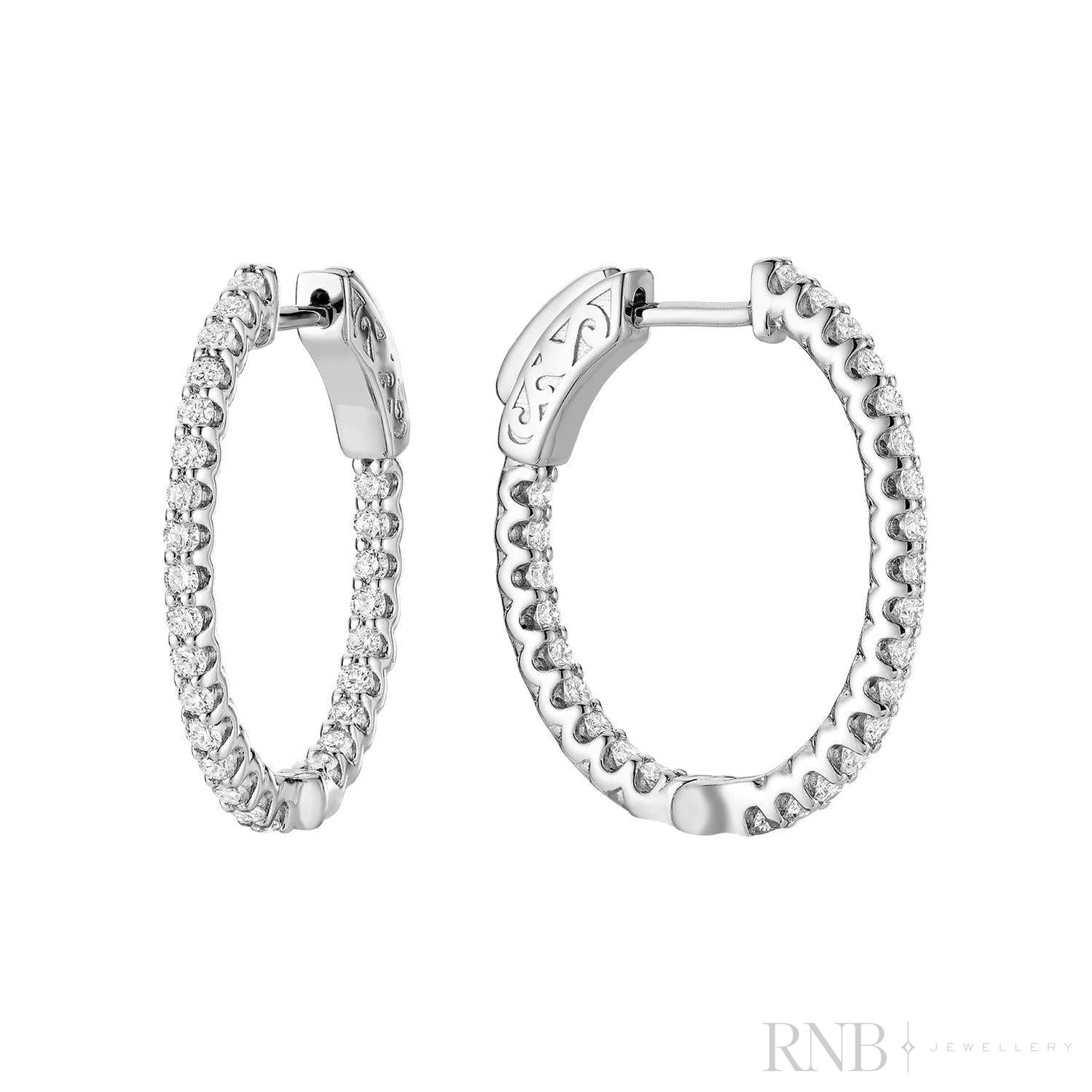 Oval Diamond Hoop Earrings-RNB Jewellery