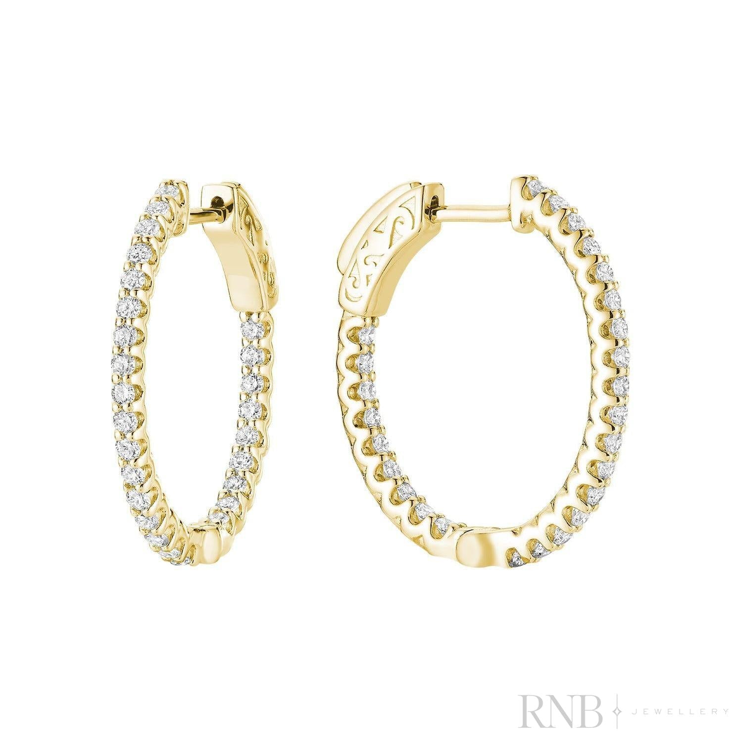 Oval Diamond Hoop Earrings-RNB Jewellery