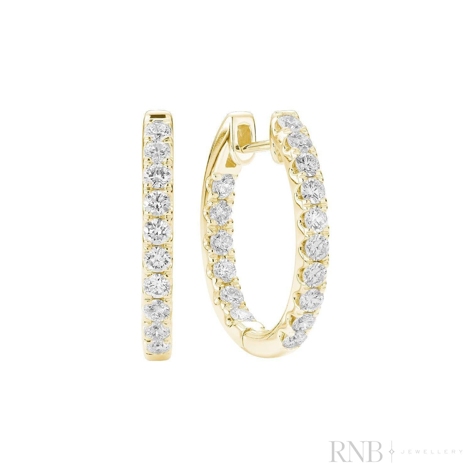 Inside Out Diamond Loop Oval Shape Earrings-RNB Jewellery