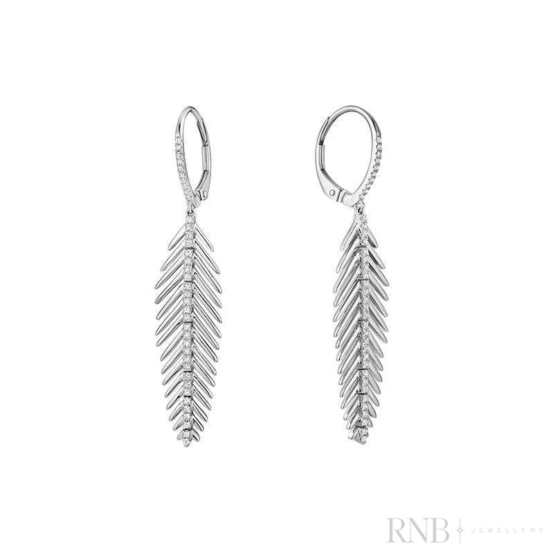 Leaf Dangle Diamond Earrings-RNB Jewellery