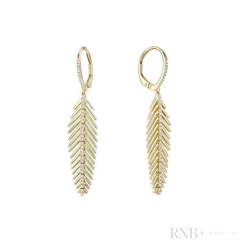 Leaf Dangle Diamond Earrings-RNB Jewellery