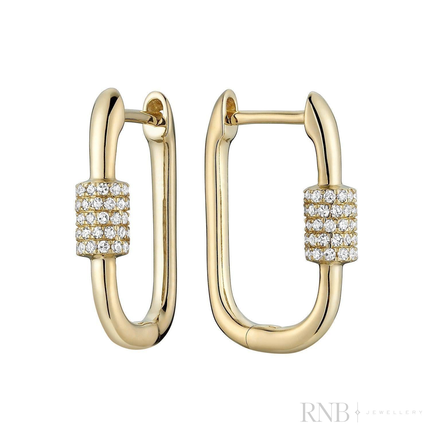 Paper Clip Loop Diamond Earrings-RNB Jewellery