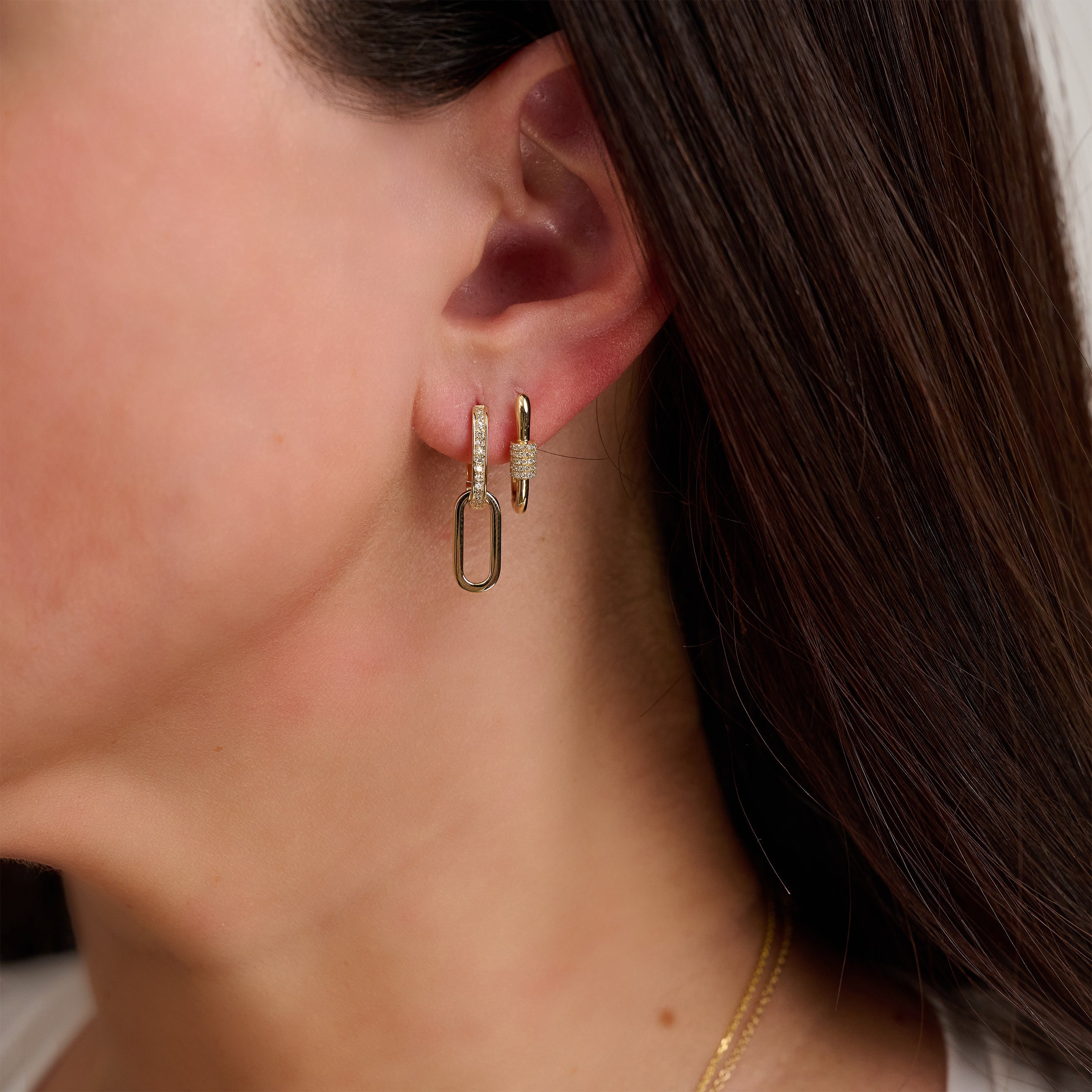 Paper Clip Diamond Earring