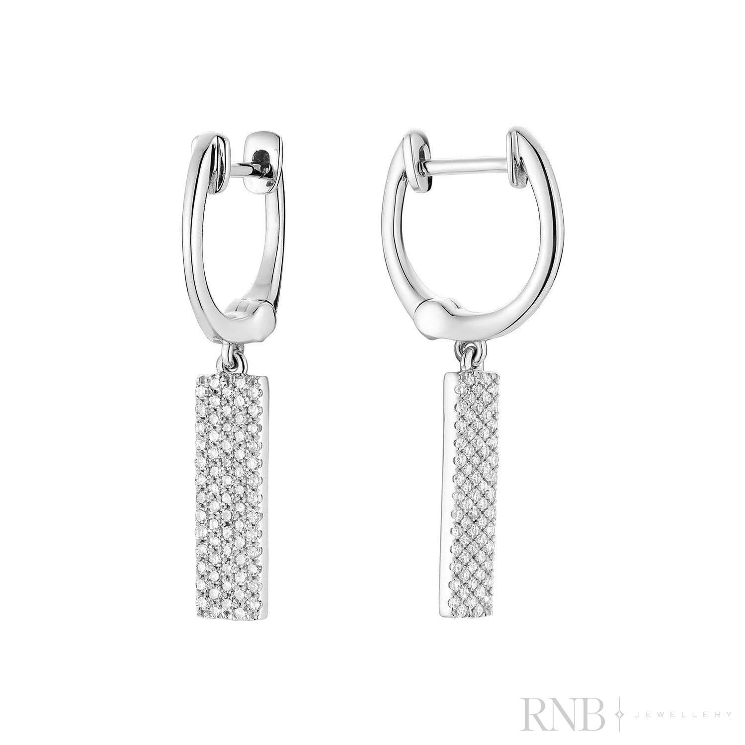 Pave Plate Diamond Dangle Earrings-RNB Jewellery