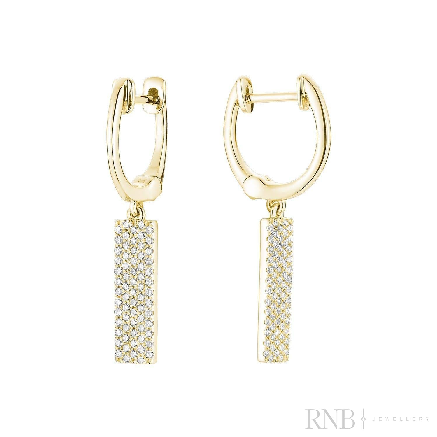 Pave Plate Diamond Dangle Earrings-RNB Jewellery