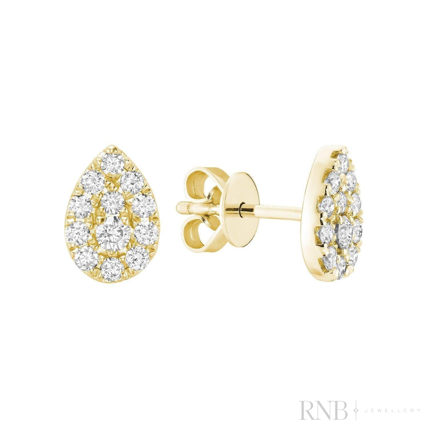 Pear Shape Diamond Stud Earrings-RNB Jewellery